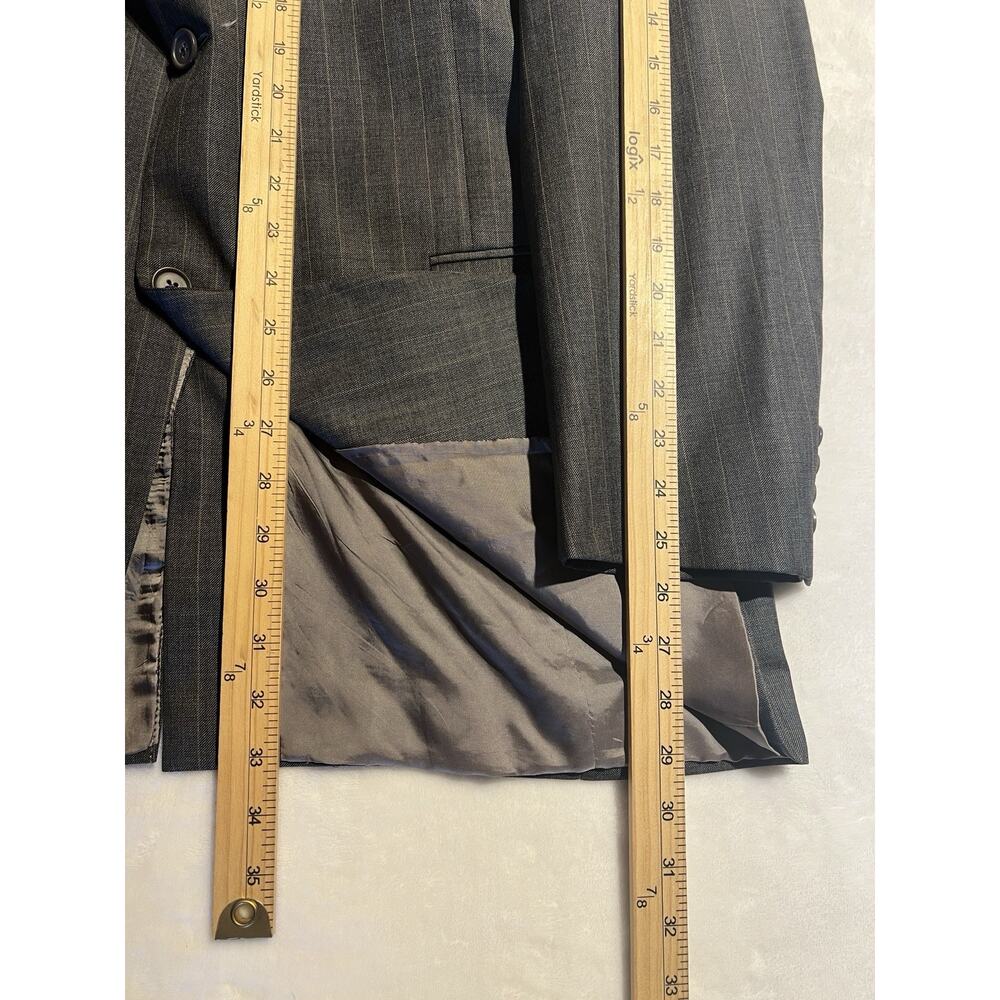 Hart Schaffner Marx 44L 37x30 Steel Gray Light Tan Stripe Suit Micro Hopsack - Picture 13 of 16